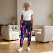 Load image into Gallery viewer, Floral Nightfall Leggings — Purple & Blue Abstract Floral Print