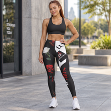 Load image into Gallery viewer, Roses & Love Graphic Leggings — Women's Floral Valentine Print