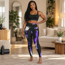 Load image into Gallery viewer, Purple Floral Abstract Leggings