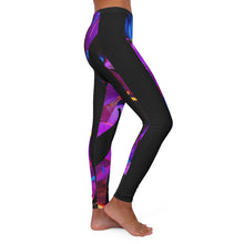 Load image into Gallery viewer, Floral Nightfall Leggings — Purple &amp; Blue Abstract Floral Print
