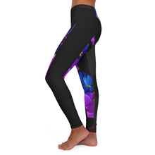 Load image into Gallery viewer, Floral Nightfall Leggings — Purple &amp; Blue Abstract Floral Print
