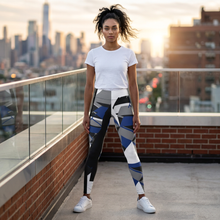 Load image into Gallery viewer, Abstract Blue &amp; Gray Athletic Leggings
