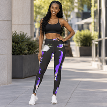 Load image into Gallery viewer, Purple Floral Abstract Leggings
